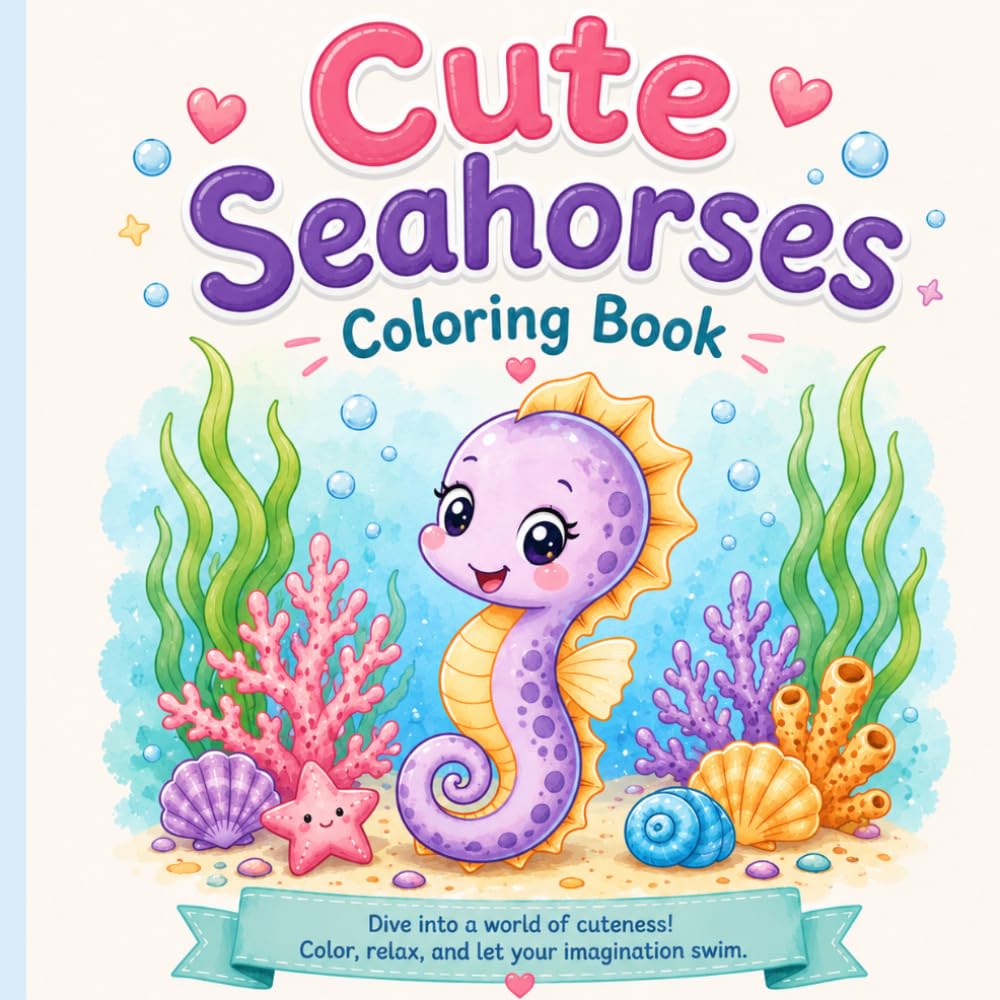 Cute Seahorses Coloring Book: Cute Seahorses Coloring Book Color, Smile & Explore the Magical Ocean with Adorable Seahorses!