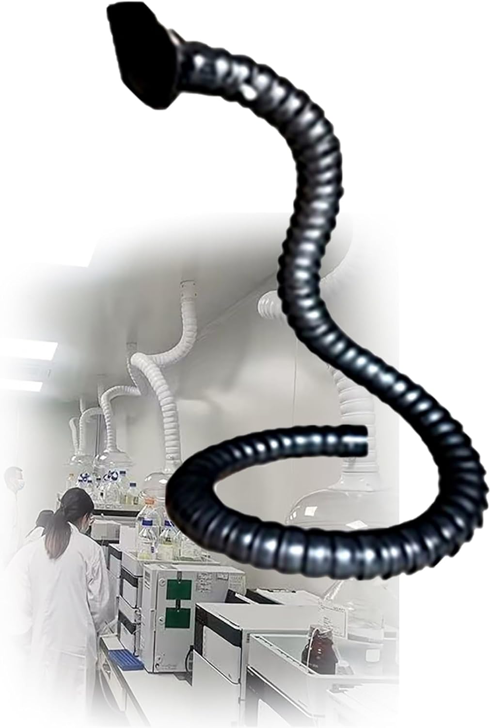 Flexible Gooseneck Fume Extractor Arm, Industrial Smoke Suction Hood - 360° Bendable & Positionable, Dust Collection Hood for Workshop Welding(Black,3" x 59.1")