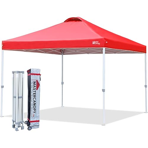 MASTERCANOPY Durable Ez Pop-up Canopy Tent with Roller Bag (12x12, Red)