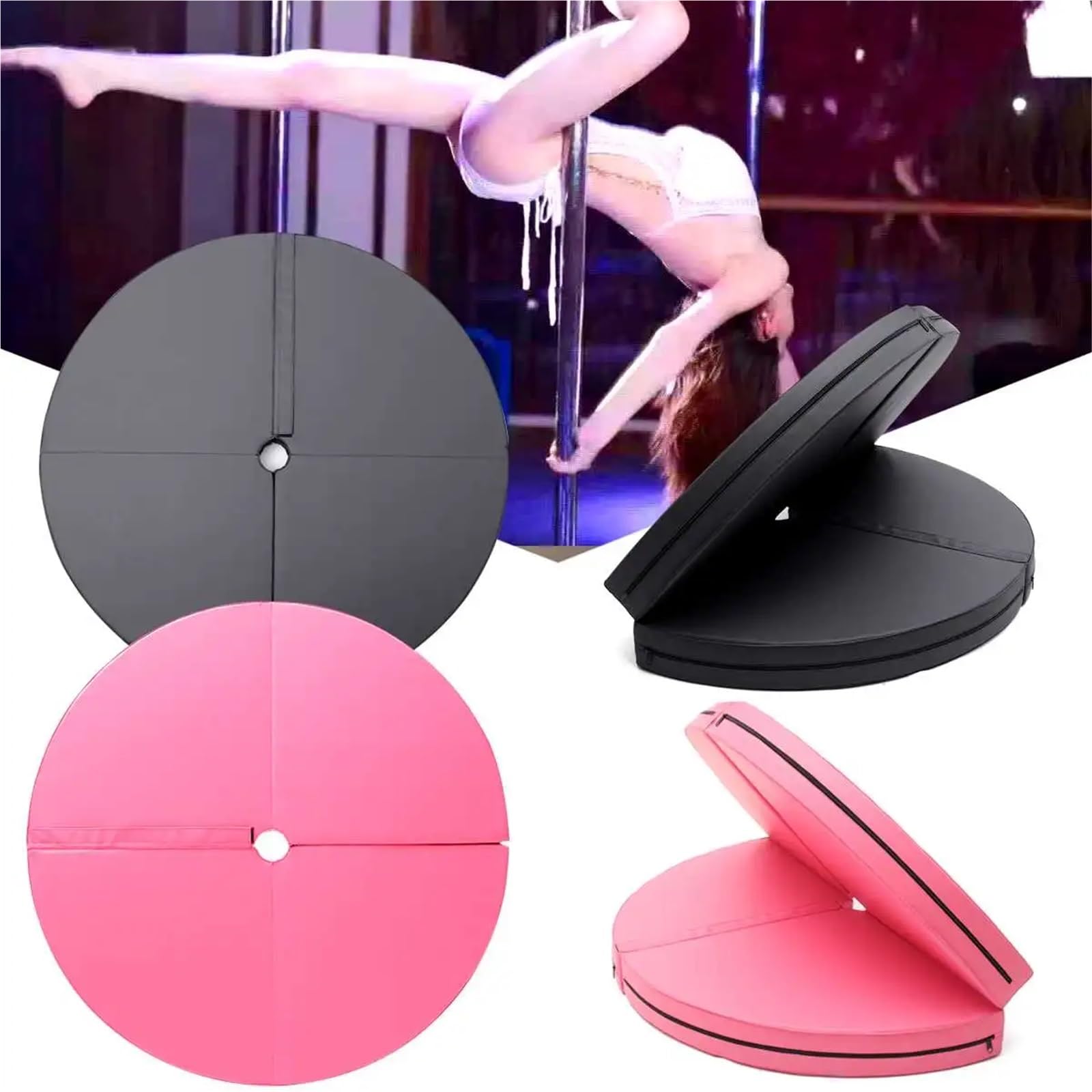Tappetino per pole dance, 120 x 5-10 cm, pieghevole, rotondo, per yoga, palestra, fitness, esercizi, sport, per uomini e donne