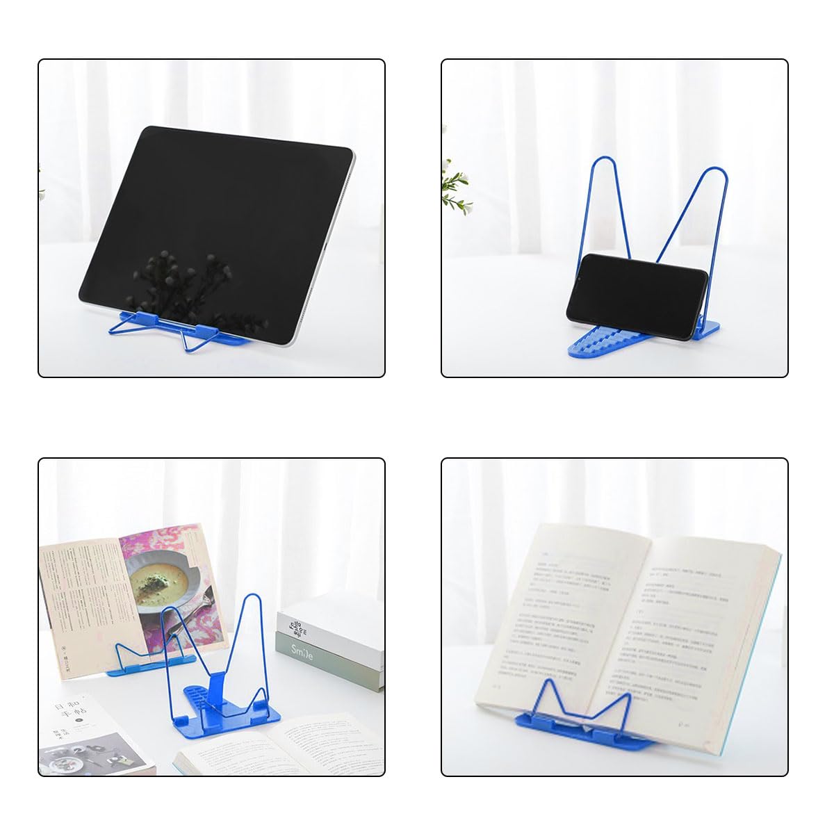 2 Stück Faltbare Buchständer - Verstellbarer Leseständer Für Kochbücher, Noten & Schulbücher