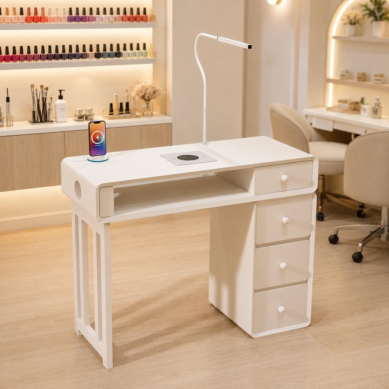Tavolo Manicure, Tavolo per Unghie con Aspiratore e Lampada