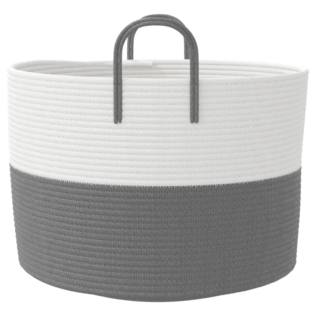 VidaXL Panier De Rangement, Corbeille Avec Poignées, Organisateur De Salle De Séjour Salon Intérieur, Moderne, Marron Et Blanc Coton
