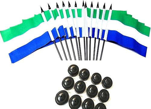 Pack of 12 4"x6" International Polyester Miniature Office Desk & Little Table Flags with 12 Stands, 1 Dozen Country 4x6 Small Mini Hand Waving Stick