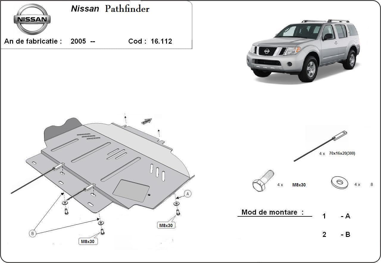 Protección metálica bajo motor compatible con Nissan Pathfinder - (2005-2015)