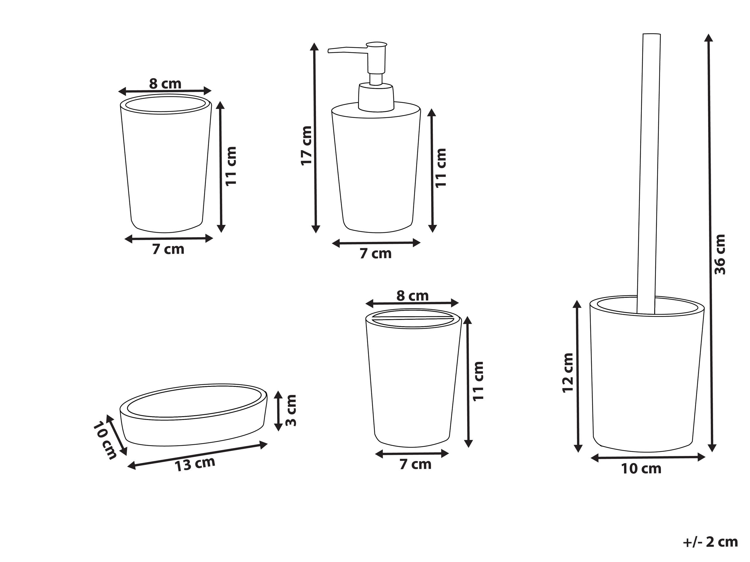 Conjunto de Accesorios de baño jabonera dispensador de jabón escobilla de Inodoro Vaso Soporte para cepillos de Dientes Blanco y Negro Lircay