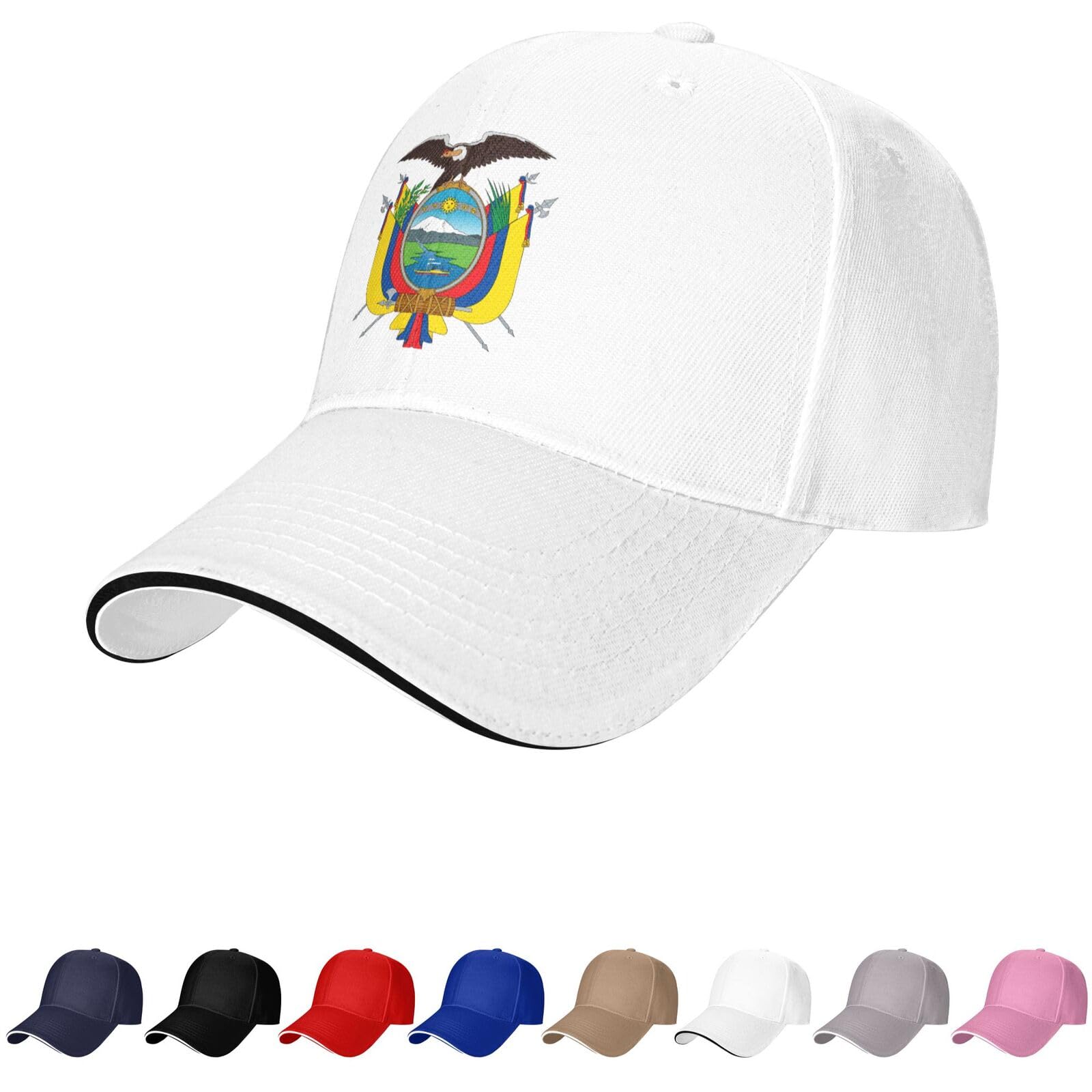 Ecuador Emblem Hat Ecuadorian Caps for Man Woman Coat of Arms of Ecuador Baseball Cap Trucker Dad Hat White
