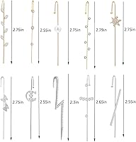 Vista 7 de Ear Cuff Crawler Earrings for Women Helix Hook Earrings Wrap Snowflake Rhinestone Lightning Bolt Piercing Jewelry Trendy