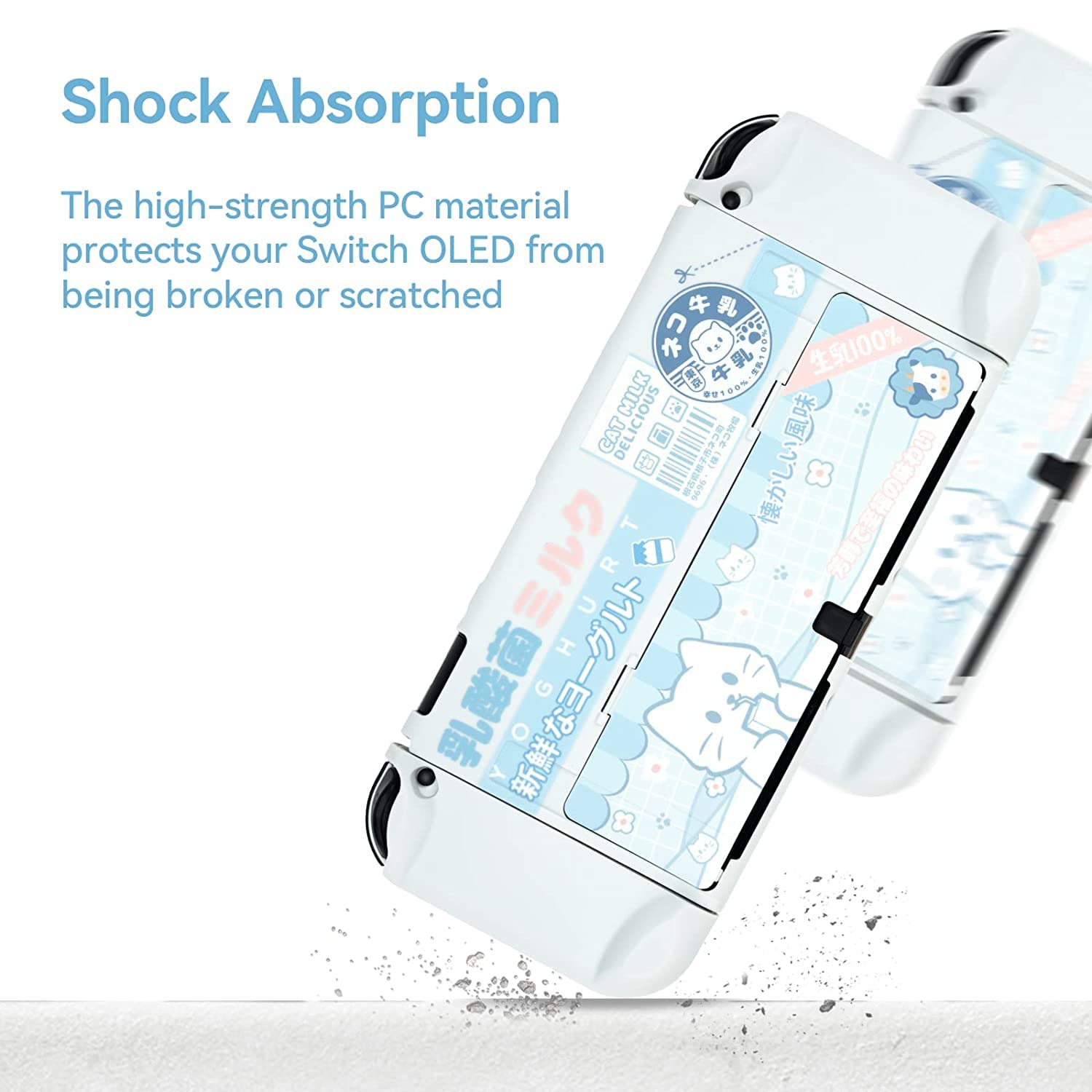 GeekShare Housse de Protection Slim Cover Case Compatible avec Nintendo Switch OLED et Joy Con - Absorption des Chocs et Anti-Rayures -- Yogurt Cat
