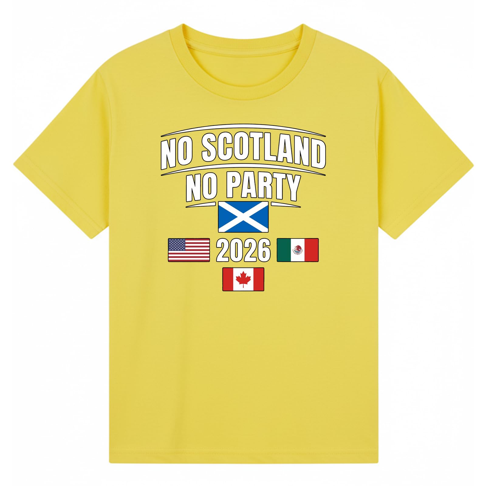 No Scotland No Party 2026 Soccer Sports Football Mens Graphic T-Shirt Novelty Retro Fan Tee USA Mexico Canada Host Nations Supporters Top Yellow XL — image 1
