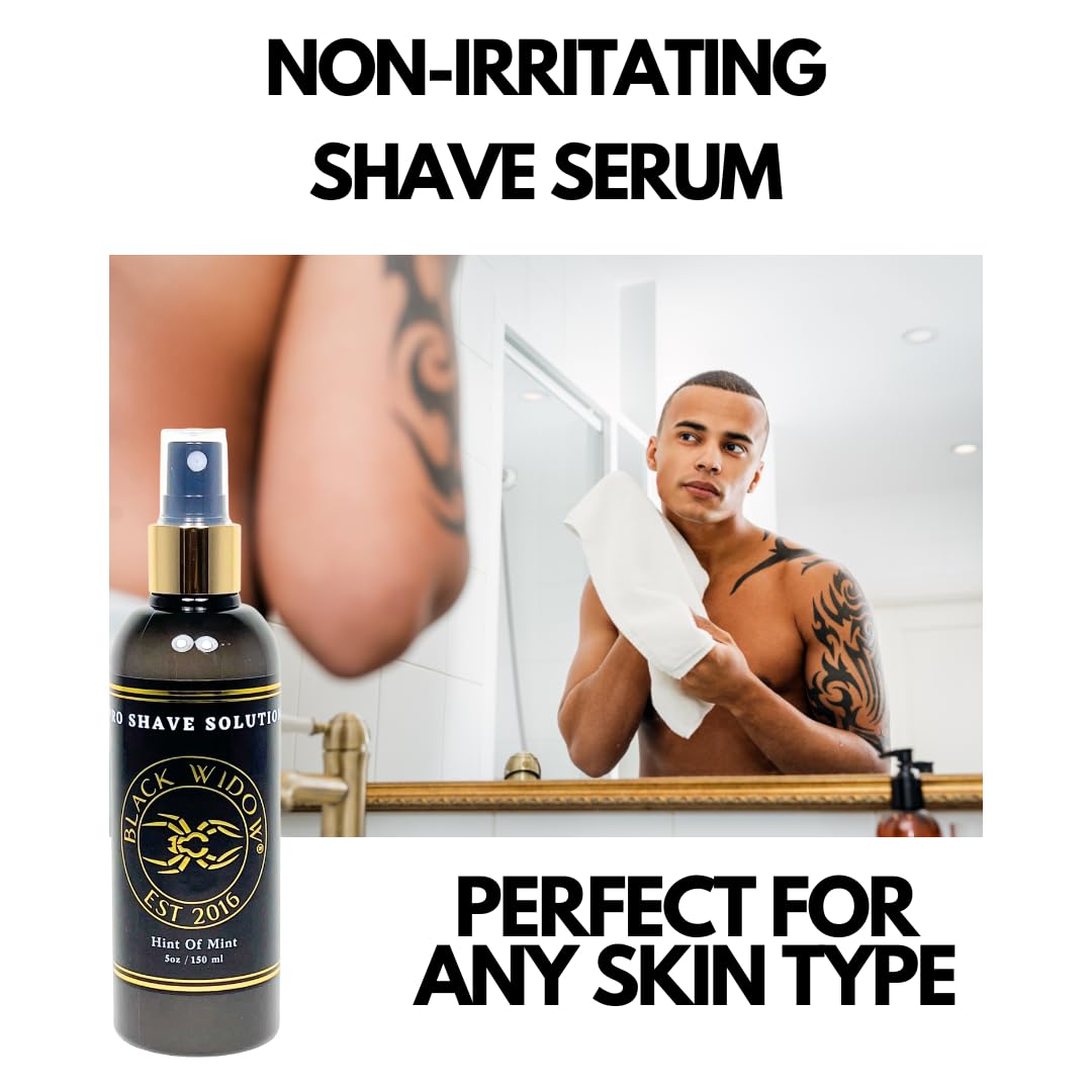 Black Widow Pro Shave Solution – No-Mess Shave Spray Lotion with Hint of Mint, Hydrating Slick Shaving Lotion for Men & Women, Reduces Razor Burn & Skin Irritation for Smooth, Comfortable Shaves - Image 3