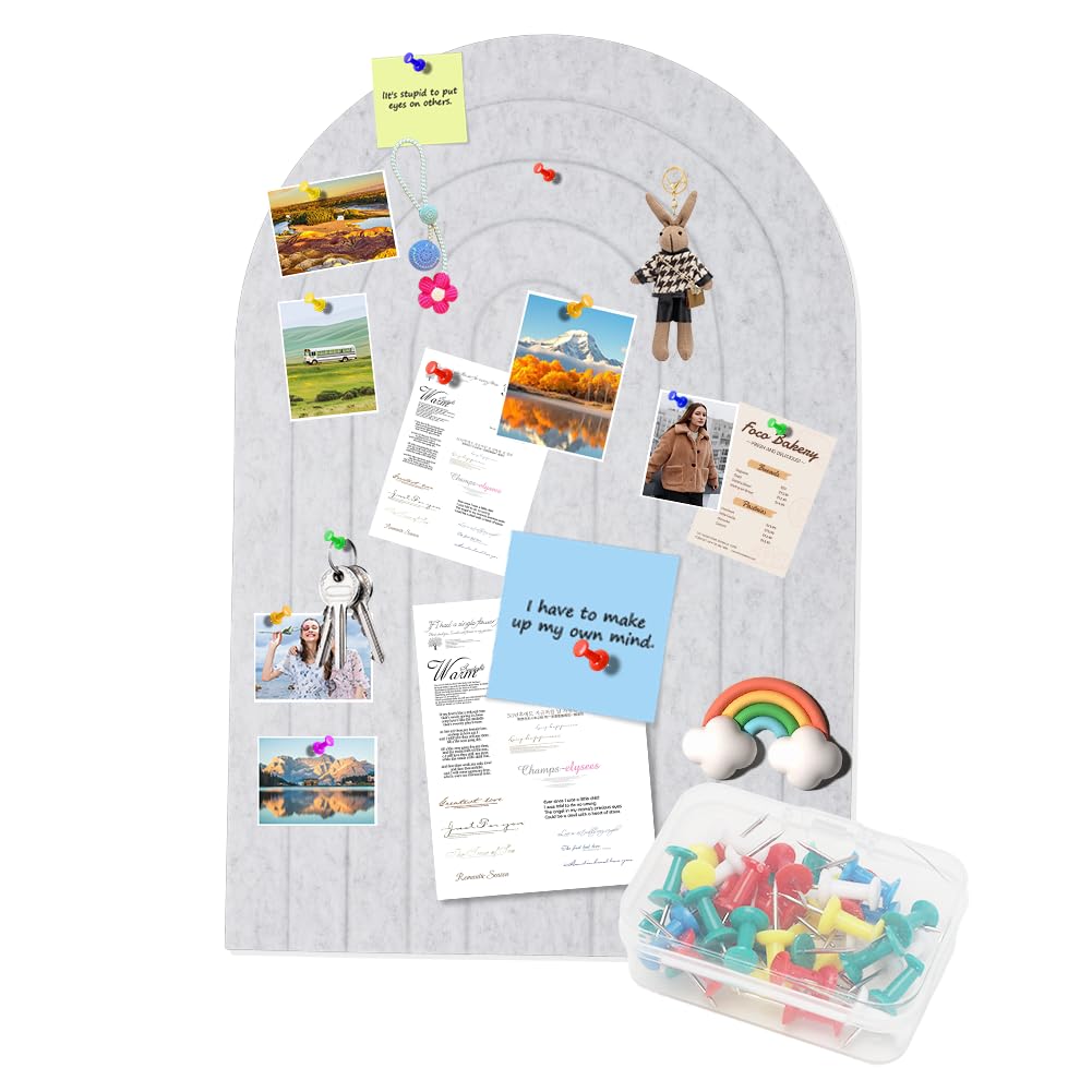 Large Felt Notice Board, Self-Adhesive, 60 x 40 cm, Felt Notice Board, 0.9 cm Thick, Decorative Notice Board, Vision Board, No Drilling, Foldable Photo Board, Memo Board, Felt Bulletin Board for