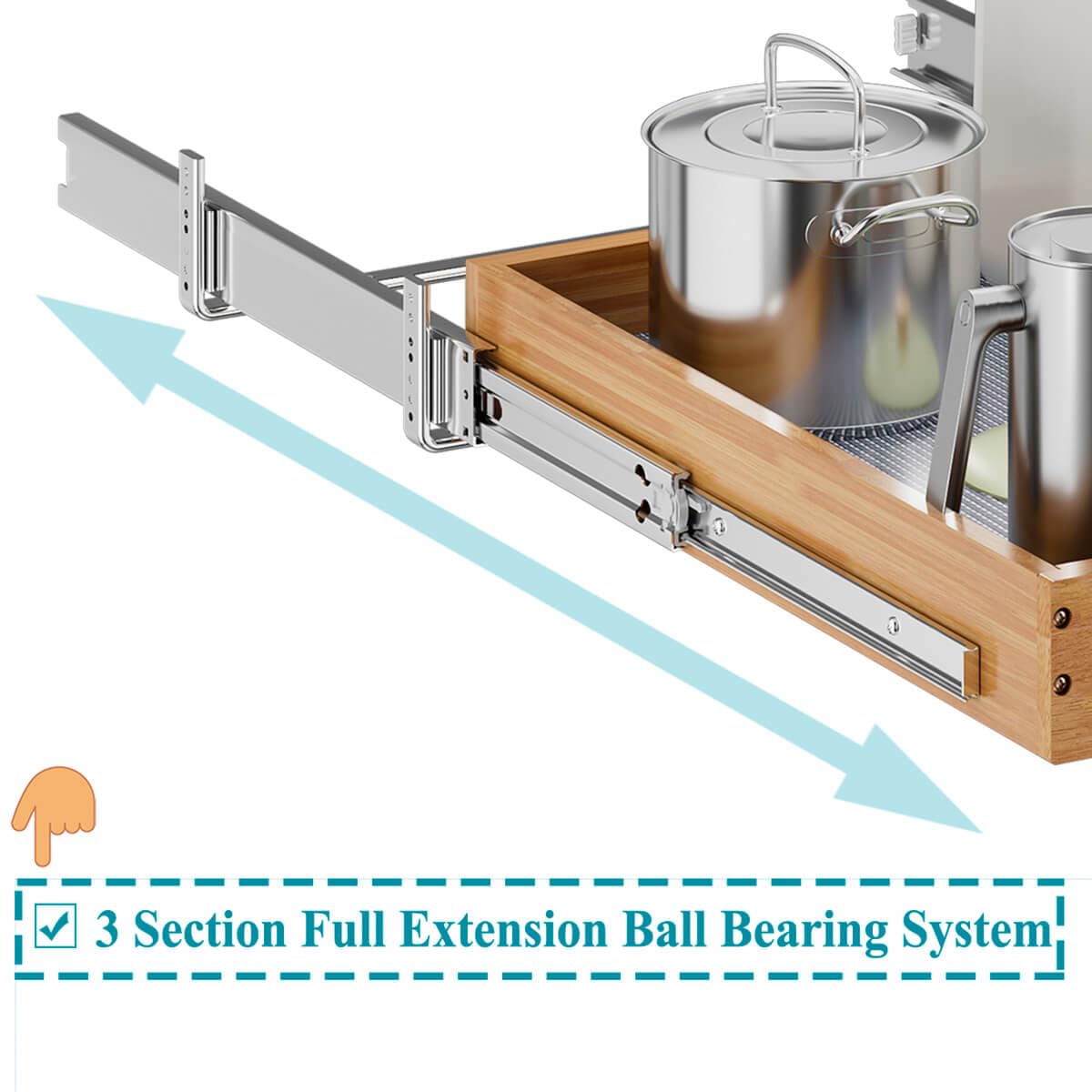 Organizer Estraibile In Legno Massello Per Armadio: Cassetto Scorrevole Da 28x53x39 Cm, Facile Da Montare, Per Ottimizzare Lo Spazio In Profondità (larghezza Minima Apertura 30,5 Cm)