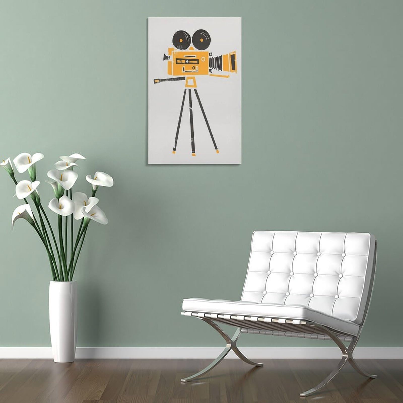 QOGDAF Póster de lienzo con cámara cine, decoración de dormitorio, paisaje, oficina, habitación, regalo, 40 x 60 cm