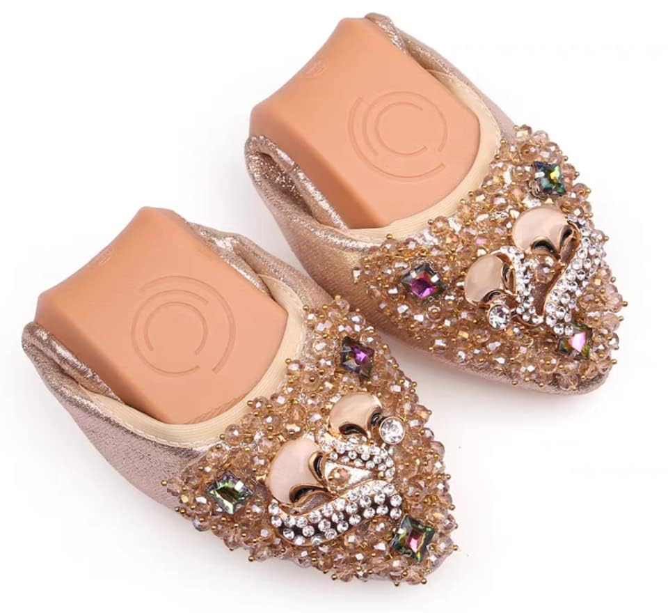 Women's Rhinestone Flats Sequins Wedding Shoes Comfort Pointed Toe Ballet Flat Shoe Low Heel Dress Shoe2