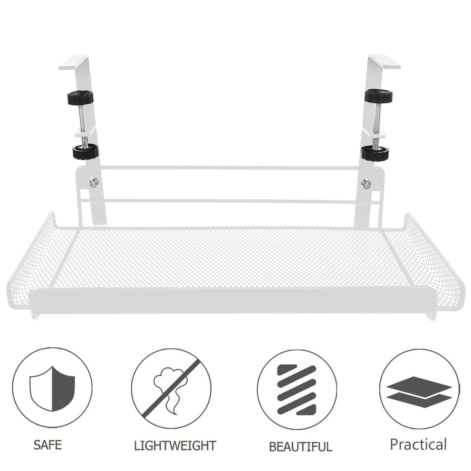YARNOW Cestino Soluzione di Stoccaggio Pratica Design Regolabile Stili multipli Portaoggetti in Ferro Bianco e Installazione Rapida Stili multipli Sotto Scrivania per Ufficio e Soggiorno