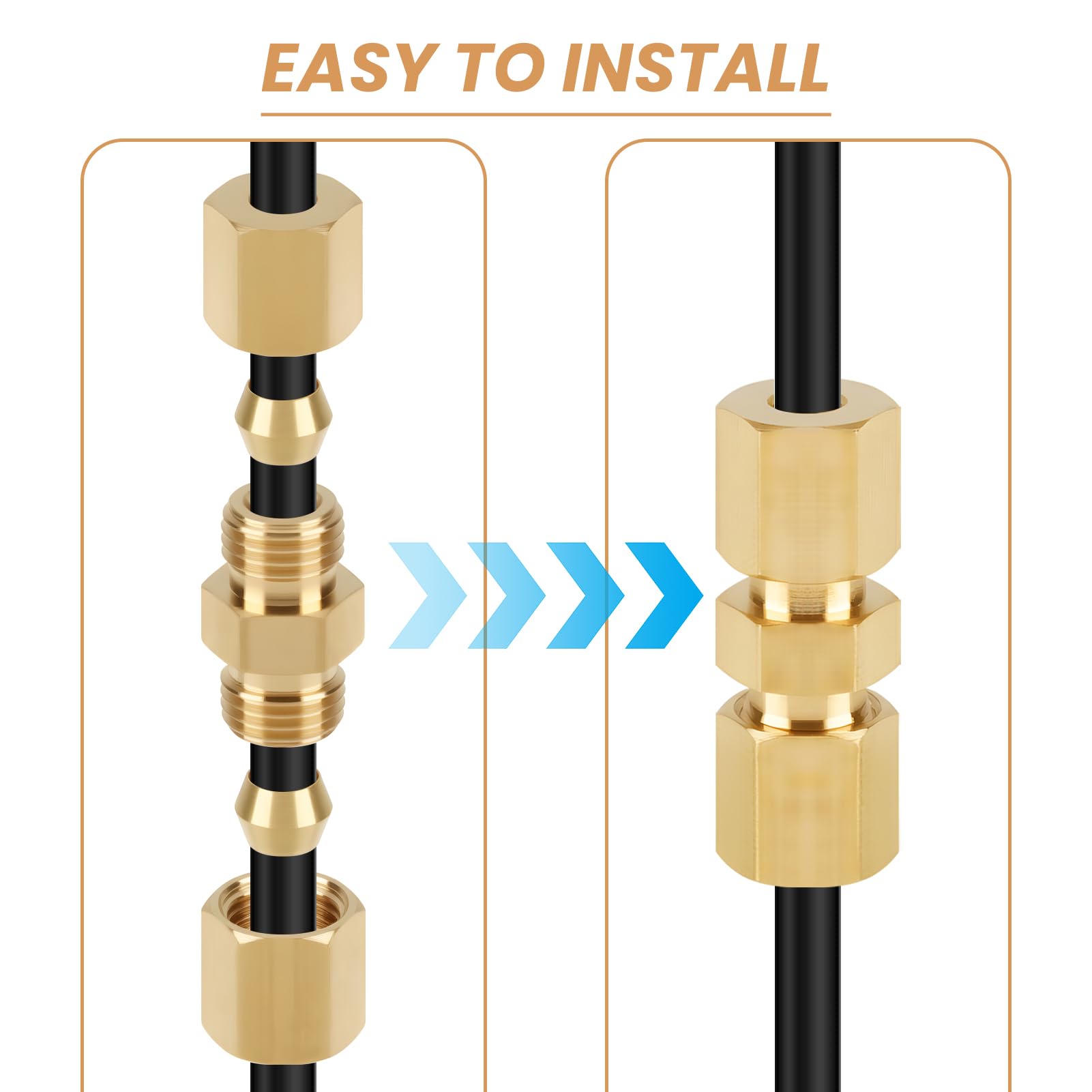 Connettore Linea Freno 4,75 mm, 3/16" Set da 10 Adattatori per Tubo Freno, Raccordo Freno in Rame Nichelato per Riparazione Linea Freno Veicolo, Kit di Raccordi per Tubi Freno Universale