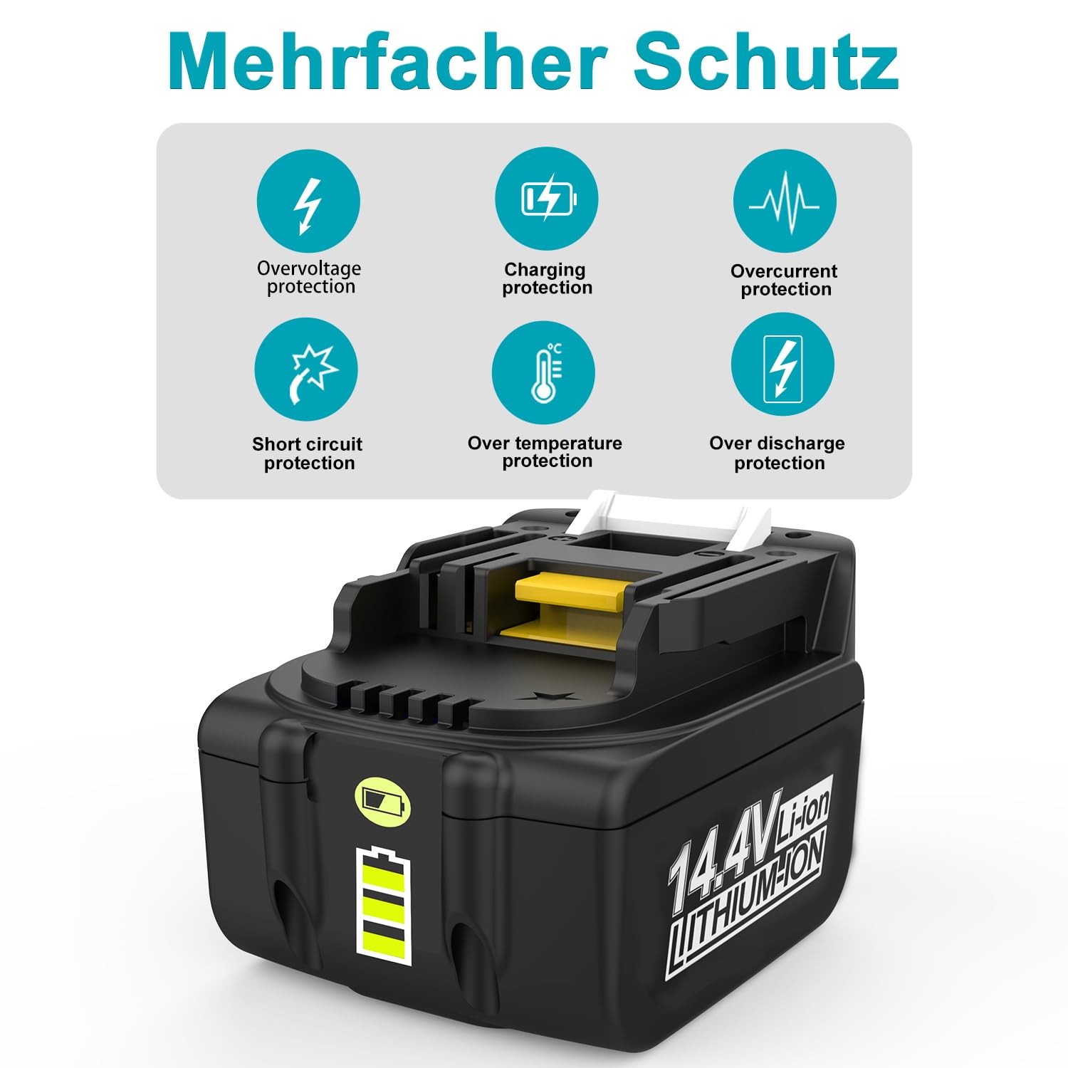 2X 14.4V 5.0Ah Akku für Makita 14.4V Akku BL1450