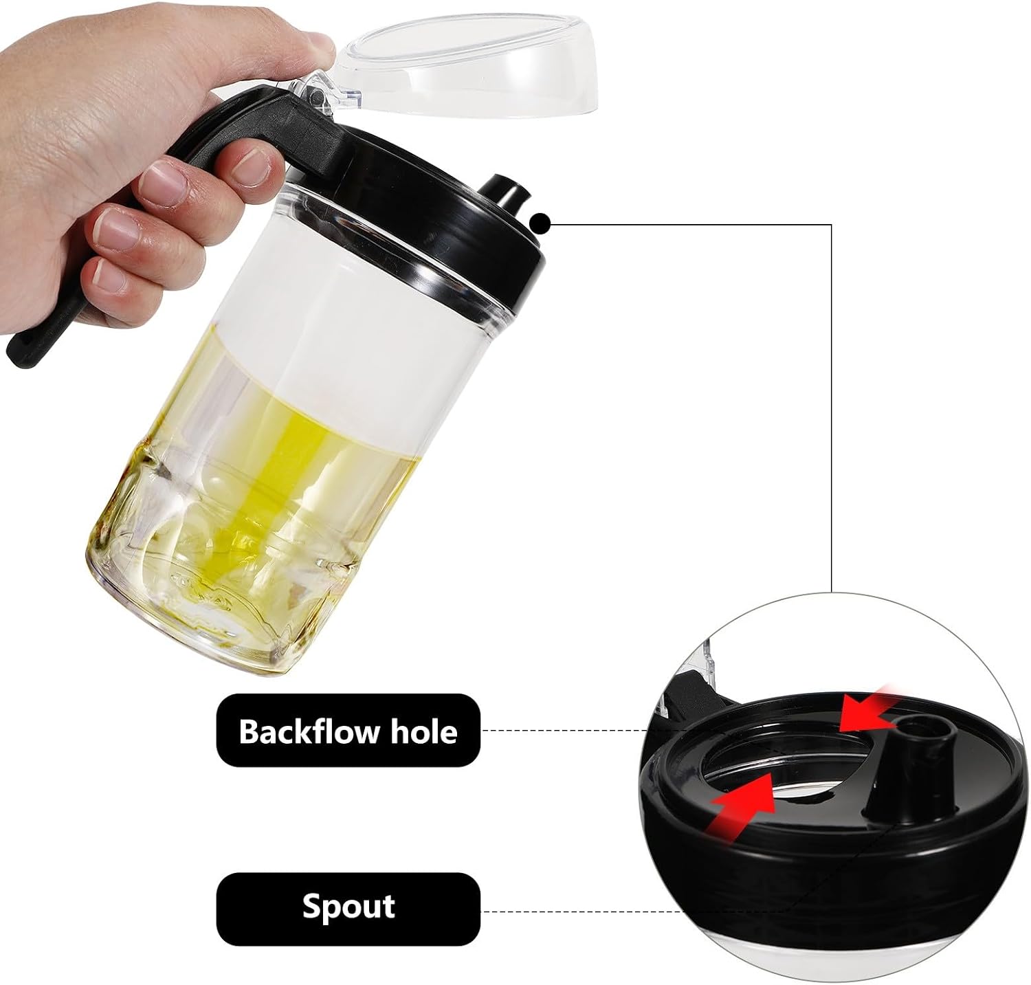 500ml Leak-proof Oil Dispenser Bottle Acrylic Vinegar and Seasoning Sauce Container Kitchen Condiment Liquid Cooking Dispenser for Cooking and Bbq