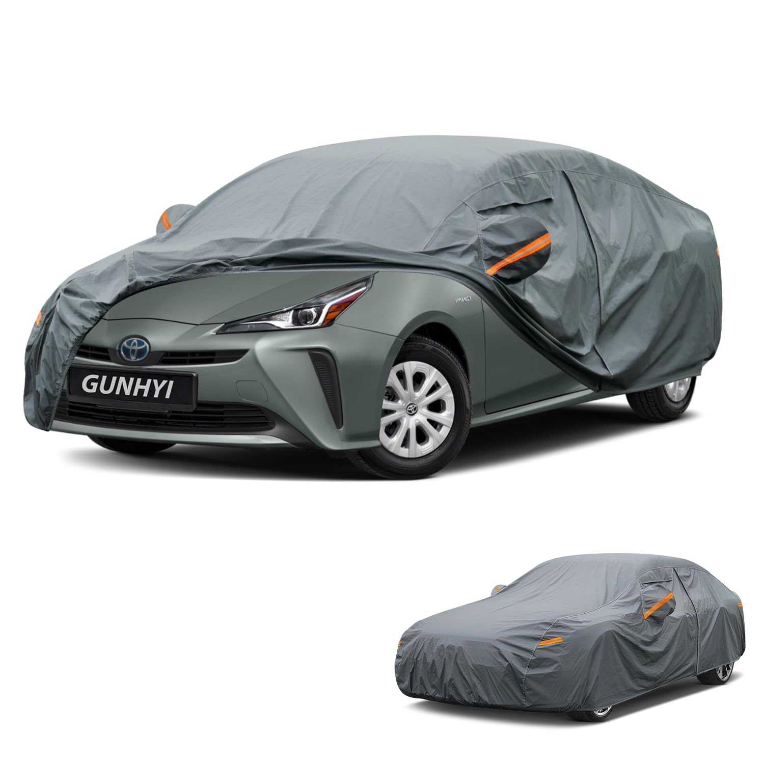 GUNHYI Premium Car Cover Custom Fit Toyota Prius(2010-2022), 16 Layers Heavy Duty Car Cover Waterproof All Weather with Zipper Door for Sun Rain Snow Dust Uv Protection