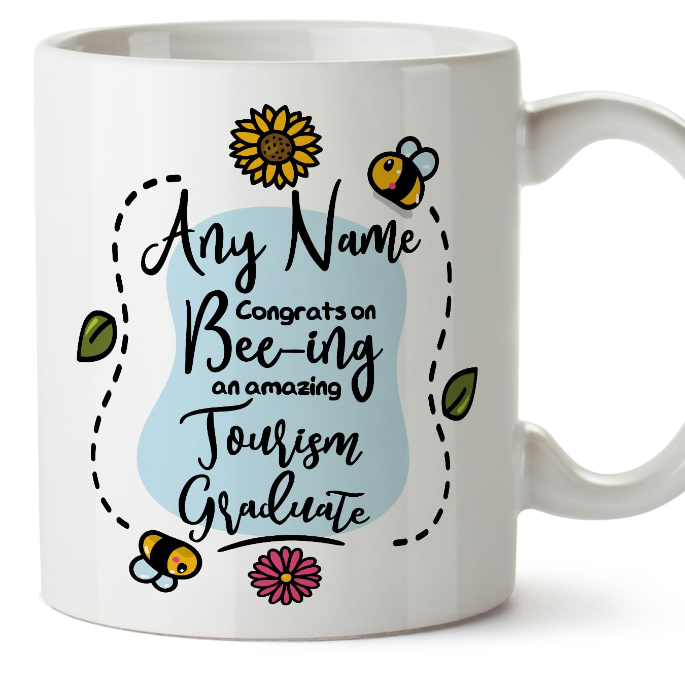 MUGFFINS Personalised Mug for Tourism Graduate - in English - Thanks for Beeing - Funny Custom Gift for Colleagues - Ceramic 11oz Mug — image 1