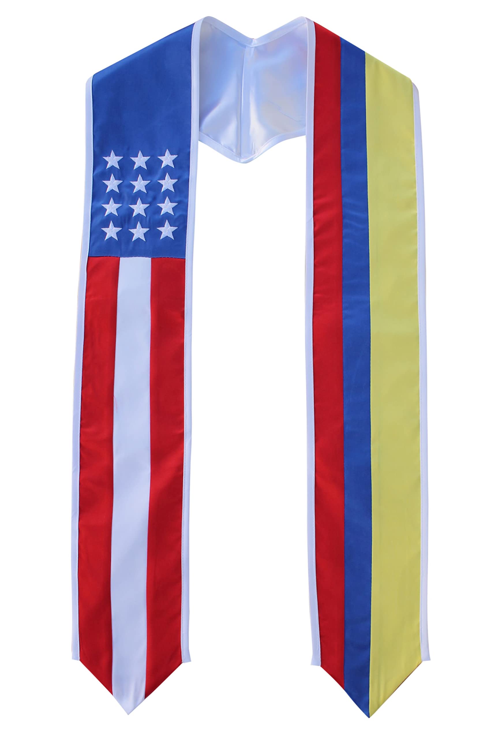 Del Mex Colombia and USA Combo Flag Graduation Sash Stole Country Pride (Colombia/USA)