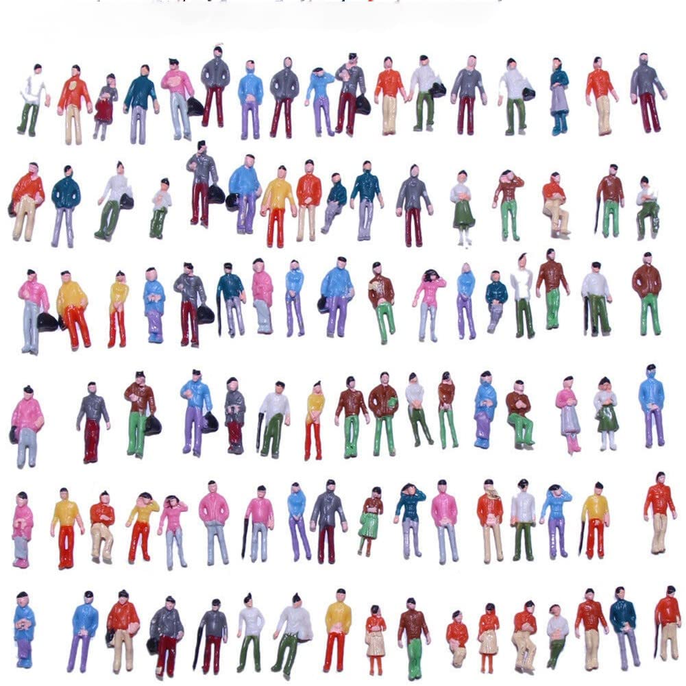 ZYWUOY 100 figure dipinte, scala 1:200 persone in piedi sedute in miniatura passerby, treni figure architettoniche dipinte per scene in miniatura