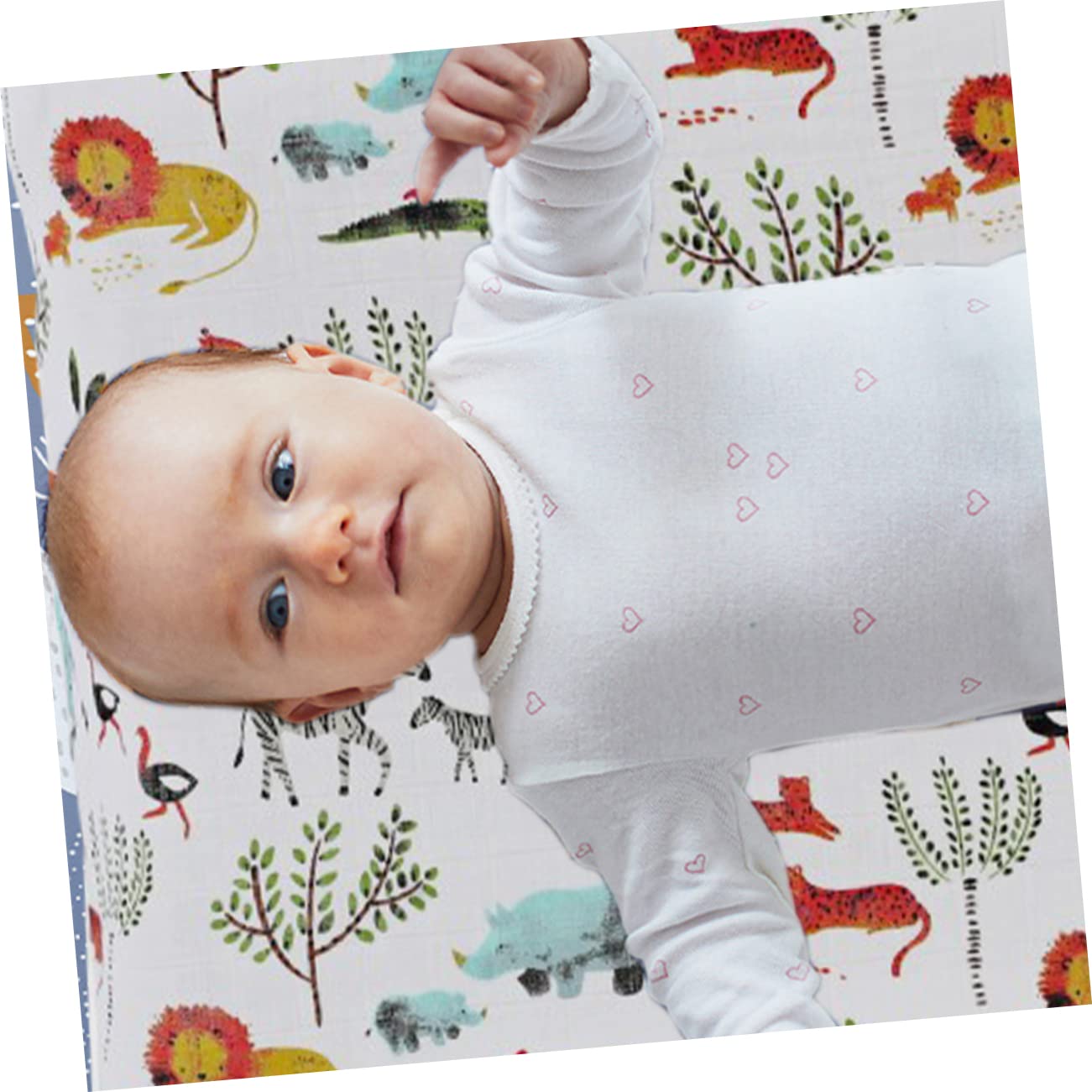 Toyvian 5piezas Funda De Colchón Cambiador De Cubierta De Cambiador De Orgánico Diseño De Animales del Bosque Lavable y Reutilizable para Cuidado Infantil