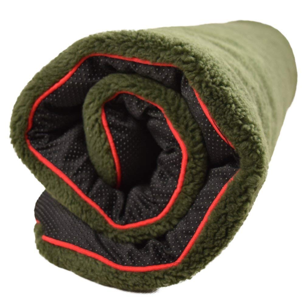 Romneys Petbed - Hundedecke Faserpelz | Robustes Material | Isolierende Thermo-Decke | Waschbar | rutschfest | 70 x 100 cm, Oliv
