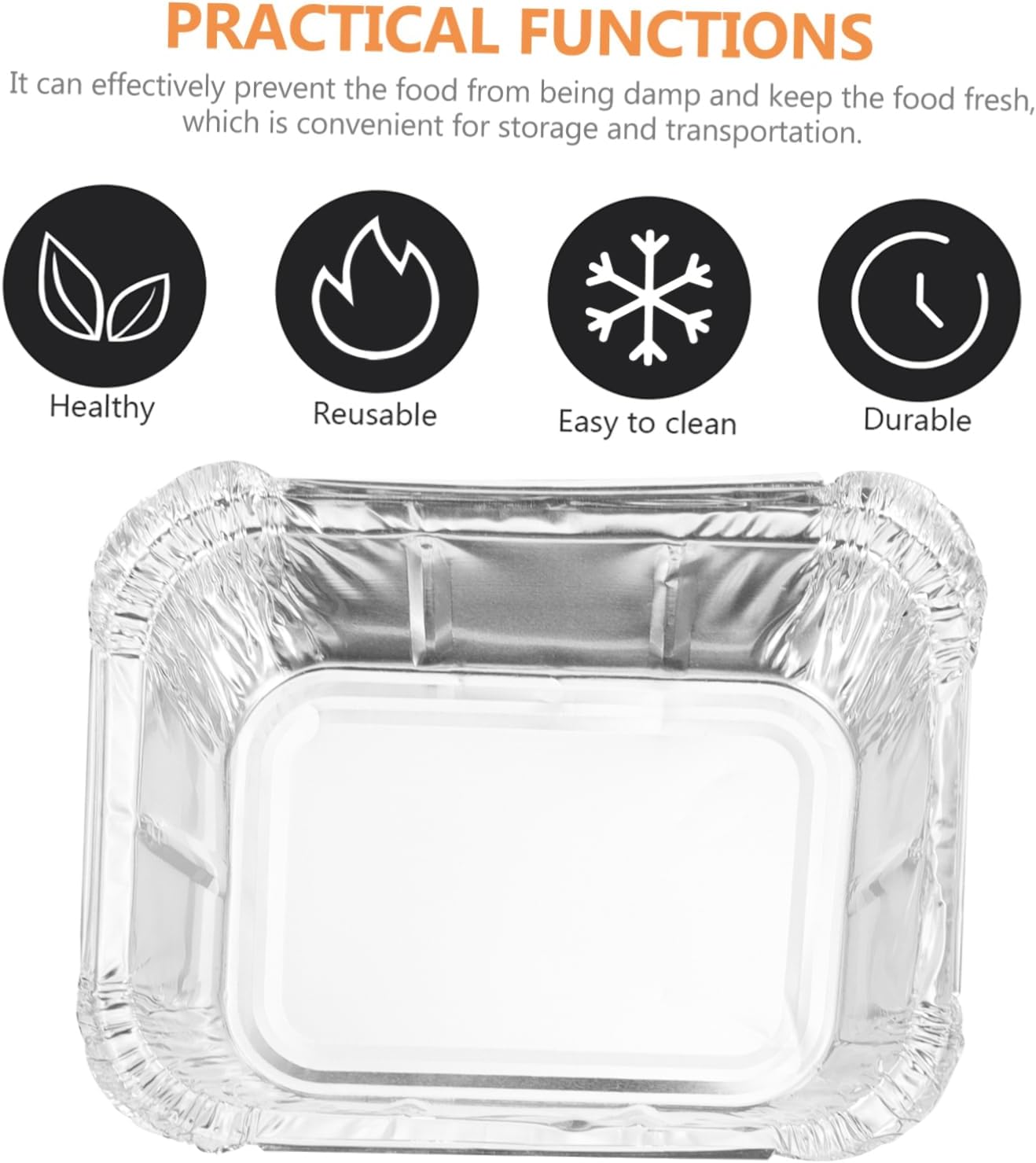 125pcs Foil Food Containers Lids Tin Pan Aluminum Foil Fast Food Box BBQ Boxes Takeaway Packing Heat Resistant