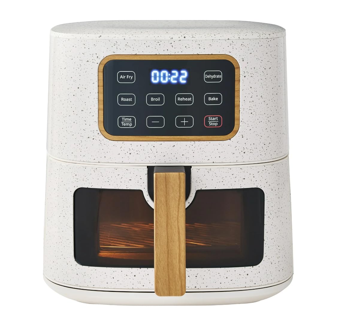 Pioneer Woman 5.8 qt Air Fryer, Linen Speckle - Energy Efficient, 9 Pieces Utensil Set, Bundle