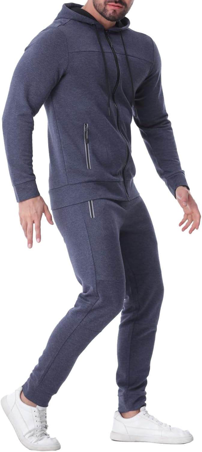 Mens Tracksuit 2 Piece Set Casual Sweatsuits Full Zip Track Suits Jogging Athletic Suit Sets