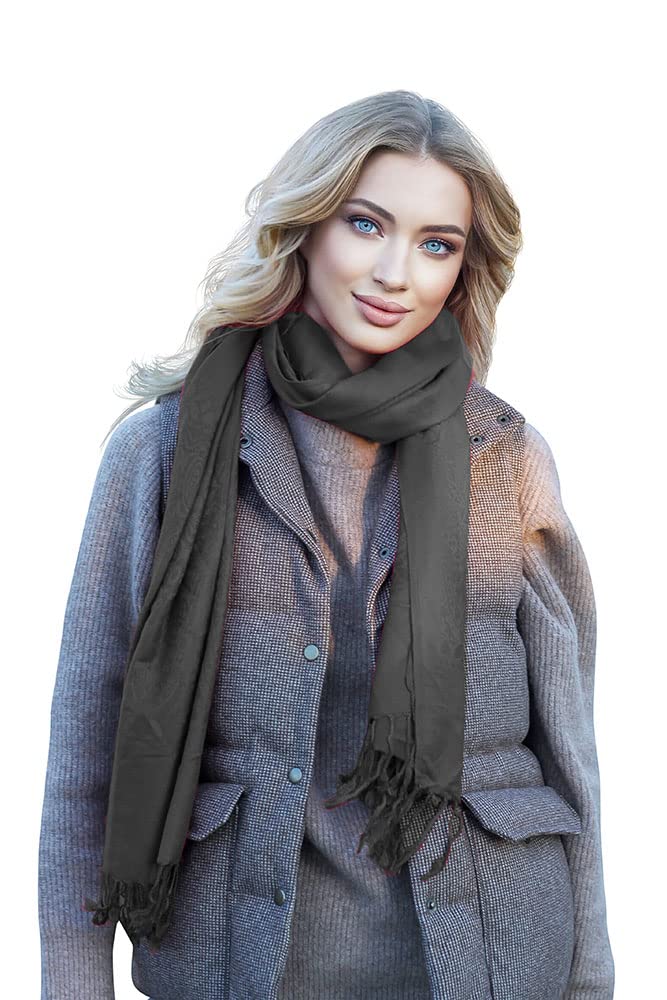 Signare Pashmina Shawls and Wraps Scarf for Women (Black)