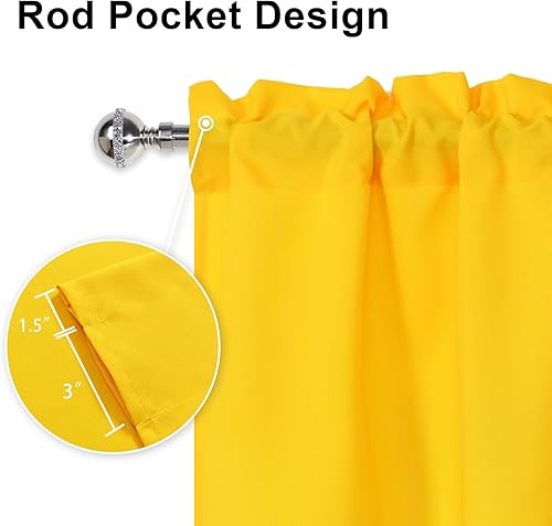 Miniatura 6 de DWCN Cenefa amarilla para ventanas de cocina, cortina de ventana de sótano, 1 panel, 60 x 18 pulgadas, color amarillo
