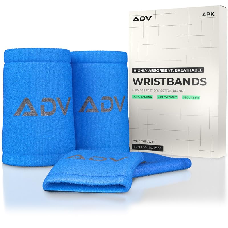 Pulseras de tenis de algodón y poliéster New Age pack de muñequeras delgadas y de doble ancho