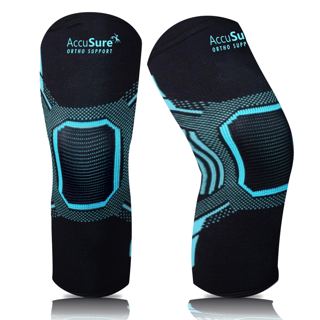 AccuSure Orthopedic Pain Relief Knee Support Cap Brace/Sleeves Pair For Sports, Pain Relief, Compression Support, Exercise, Gym, Running, Cycling, Knee Cap Guard Brace Knee Support For Men & Women