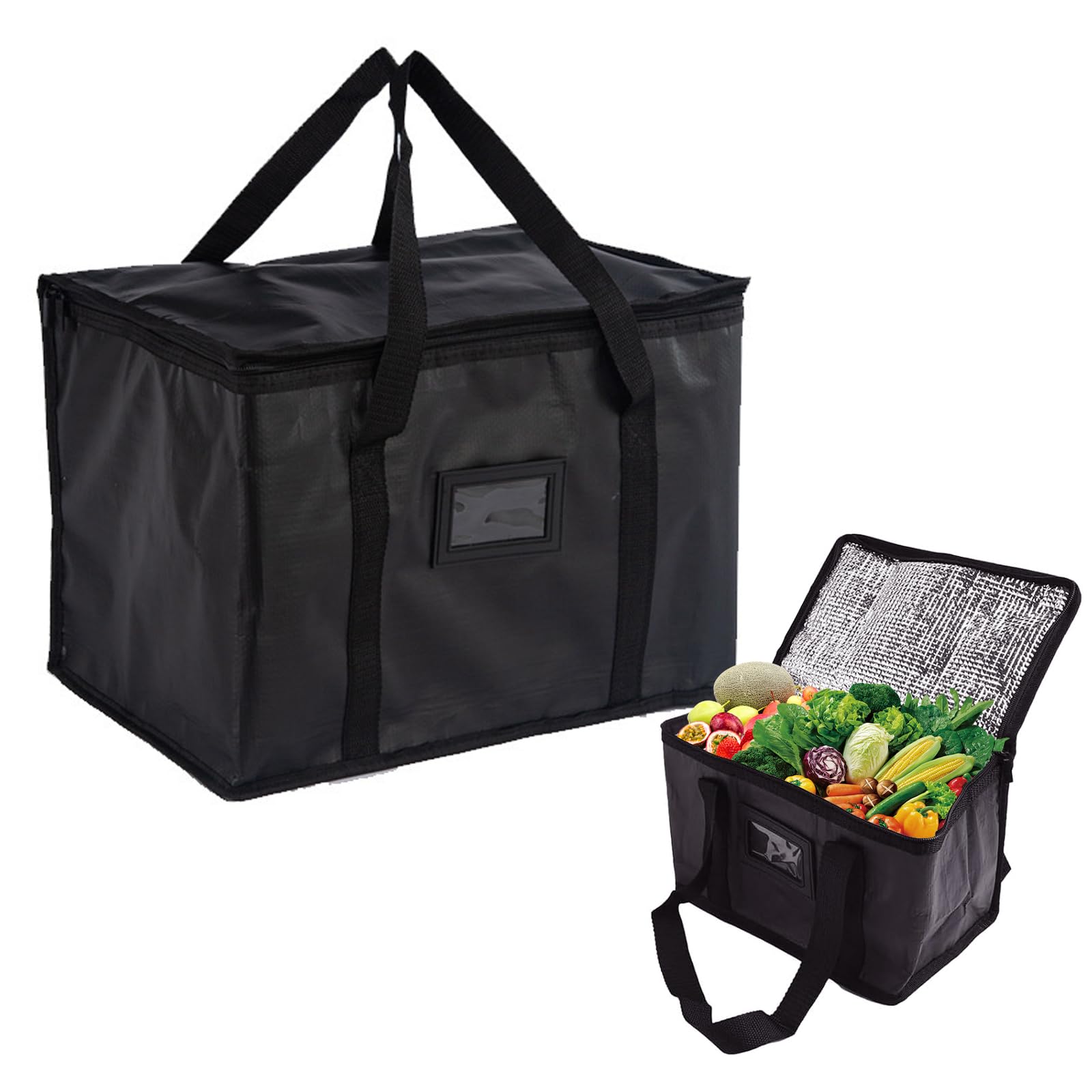 Cooler Bag Box, 40L Insulated Cooler Bag Box, Thermal Food Delivery Bag Reusable Insulation Shopping Bags Large Ice Bag Foldable for Beach Camping Work Trip(Black)
