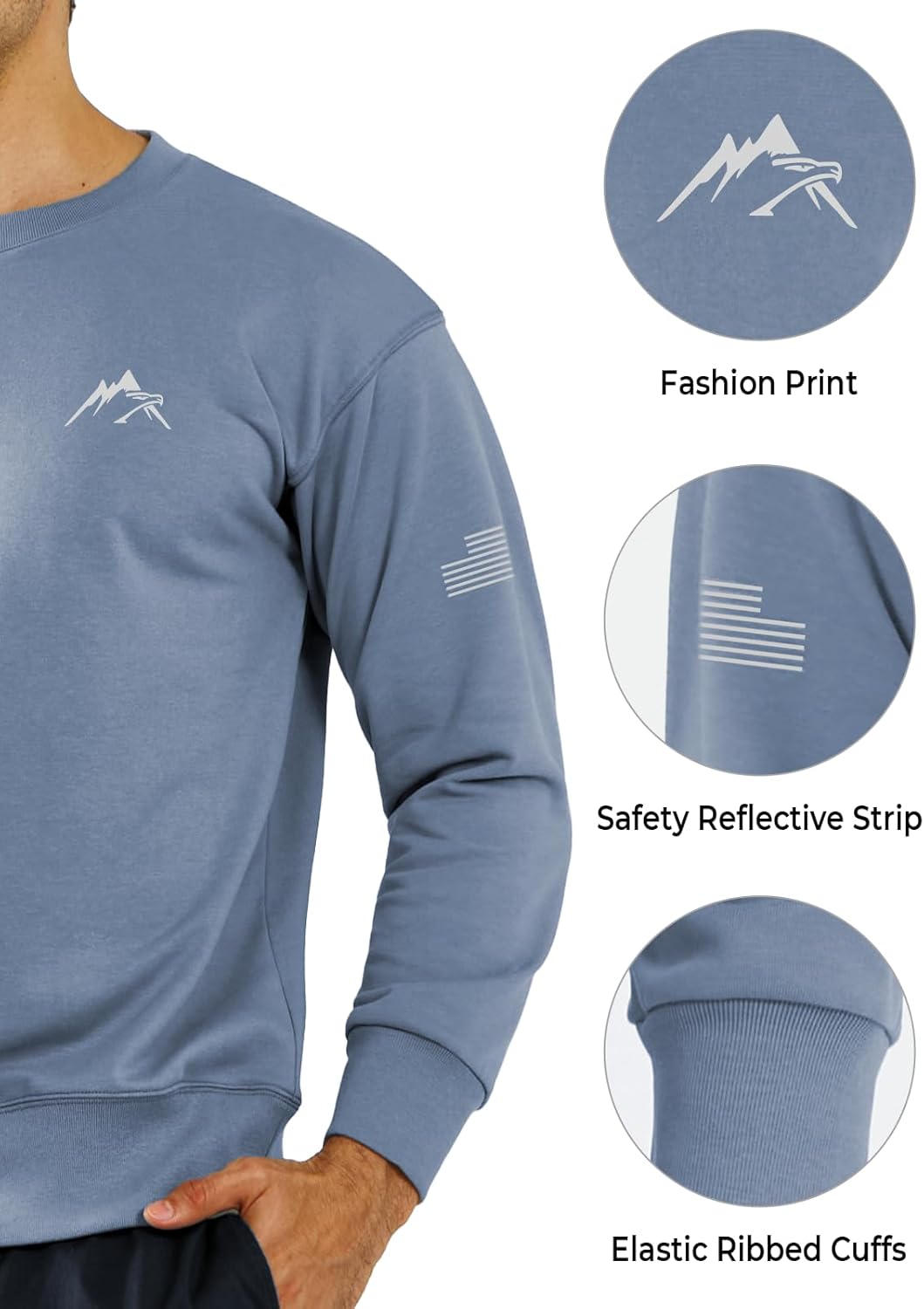 NORTHYARD Men's Crewneck Sweatshirt Long Sleeve Cotton Sweat Shirt Lightweight Athletic Workout Sport Gym Running Sweatshirts - Image 4