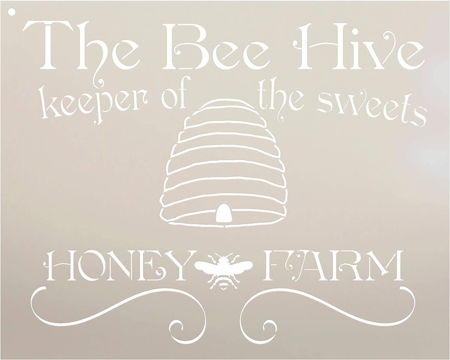 Ivana's Bee Hive Honey Farm Stencil | Keeper Sweets | Reusable Mylar Template | Paint Wood Sign - Pallet | Craft Rustic French Country Home Decor | DIY Spring Farmhouse Garden Gift | Size
