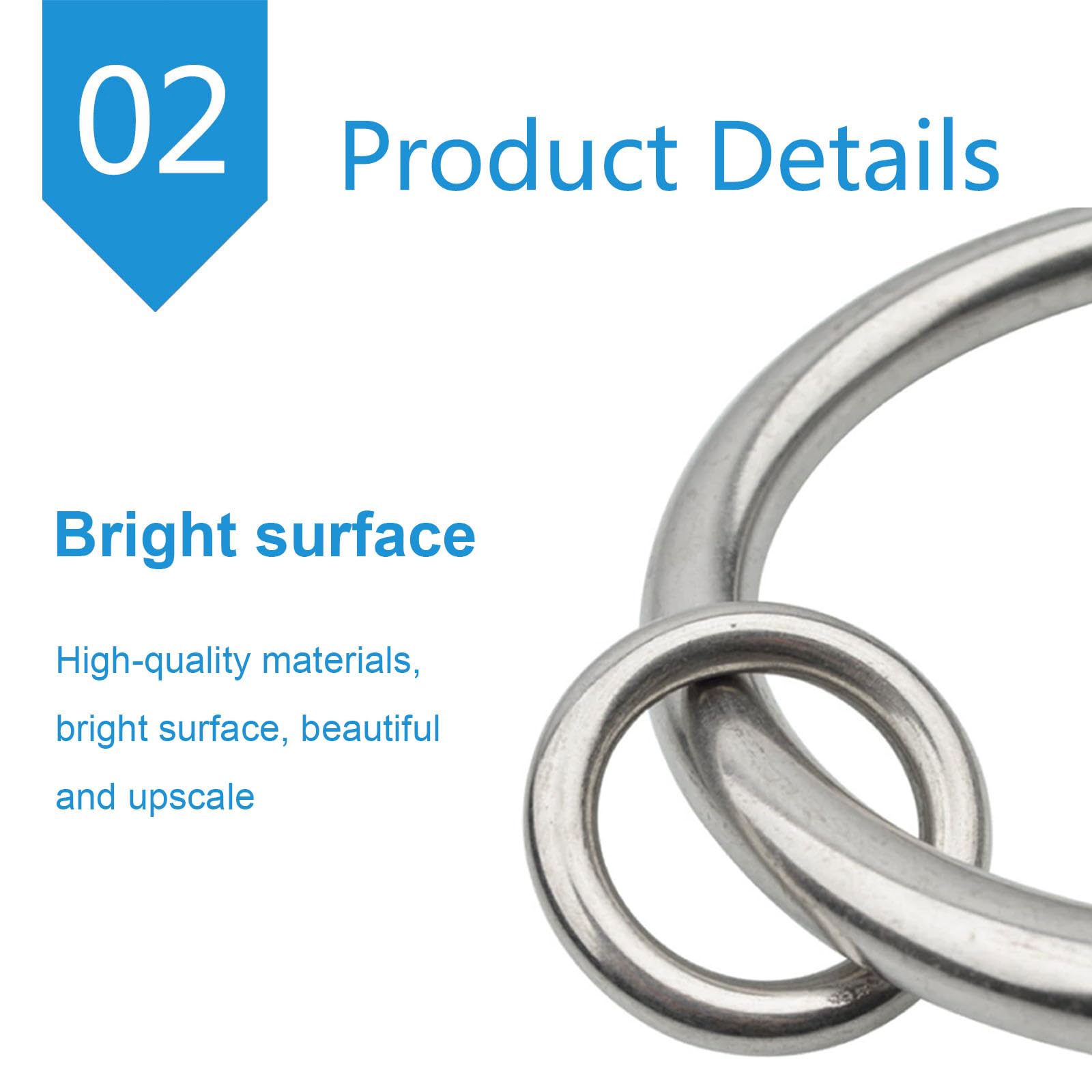 Anneau rond sans soudure en acier inoxydable 304, anneaux ronds soudés, adaptés aux décorations de bandoulière, diamètre du fil 12 mm, 2 pièces(ID:80mm)
