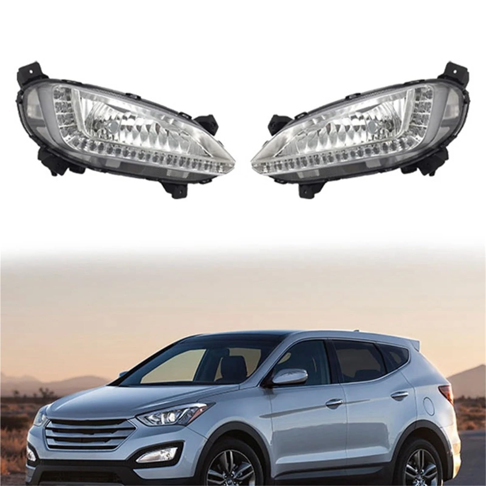 Frontstoßstange Nebelscheinwerfer für Hyundai Santa Fe IX45 2013 2014 2015 2016 2017 Blinker-Kontrollleuchten Links und rechts Tagfahrlicht Blinker,Right