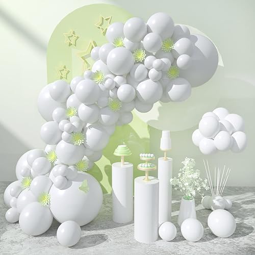 Henviro White Latex Party Balloons - 100 Pcs 5/10/12/18 Inch Balloons Helium Quality Latex Balloons As Birthday Party Balloons/Graduation Balloons/Valentines Day Balloons/Baby Shower/Wedding