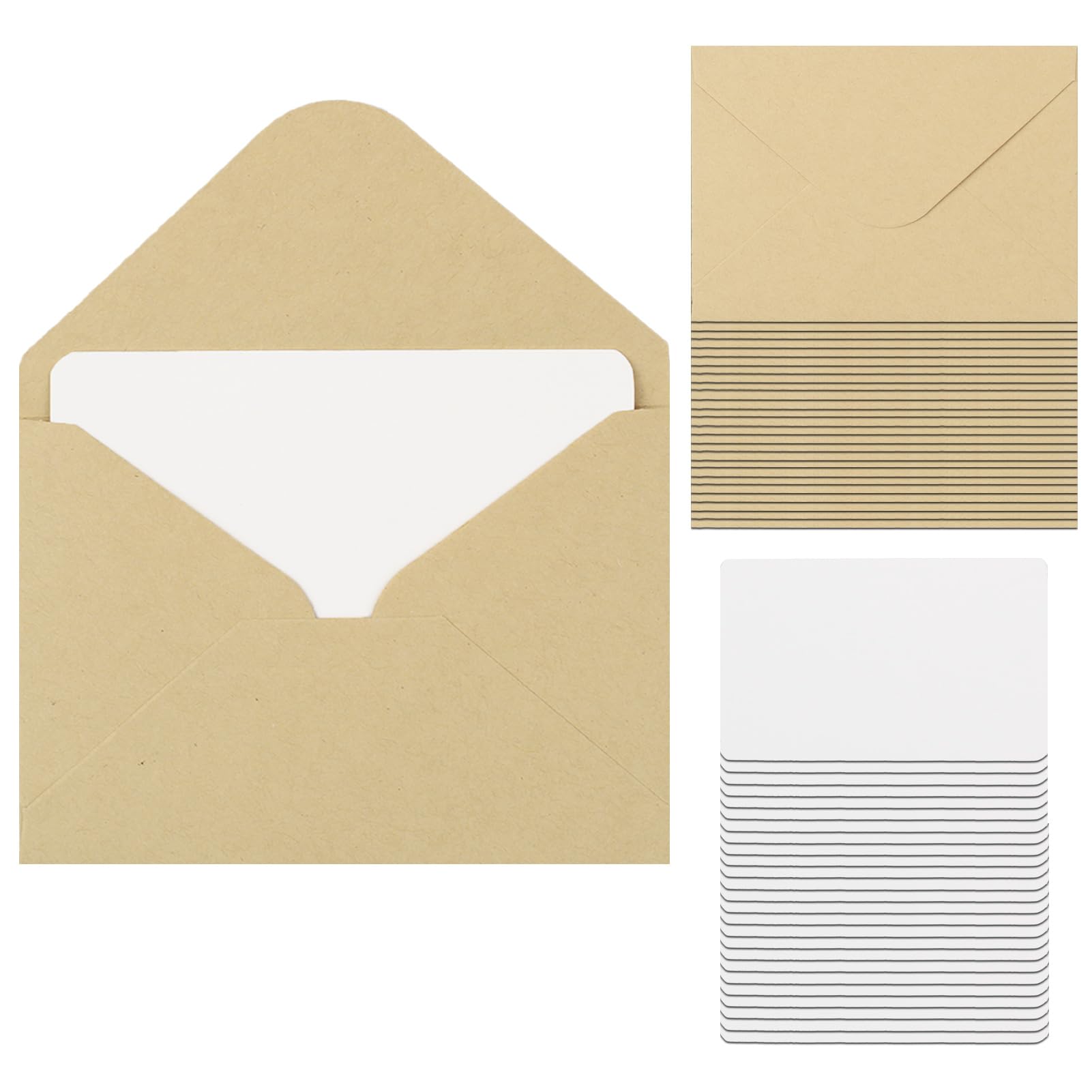 Enveloppes carrée kraft 70x100mm avec carte blanche pour lettres remerciement cadeau vœux