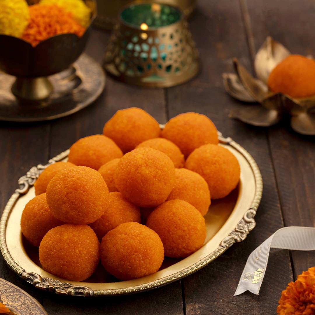 Lal Sweets Mysore Pak & Motichur Laddoo 400g Each (Pack of 2) with 2 Rakhi | Rakhabndhan Celebration Pack | Indian Sweet Gift Mithai | 800g 2