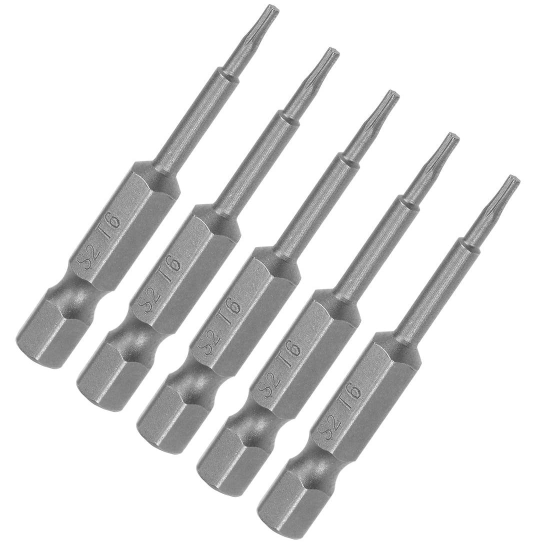 TA-VIGOR 5Pcs T6 Torx Head Screwdriver Bits 1/4 Inch Hex Shank