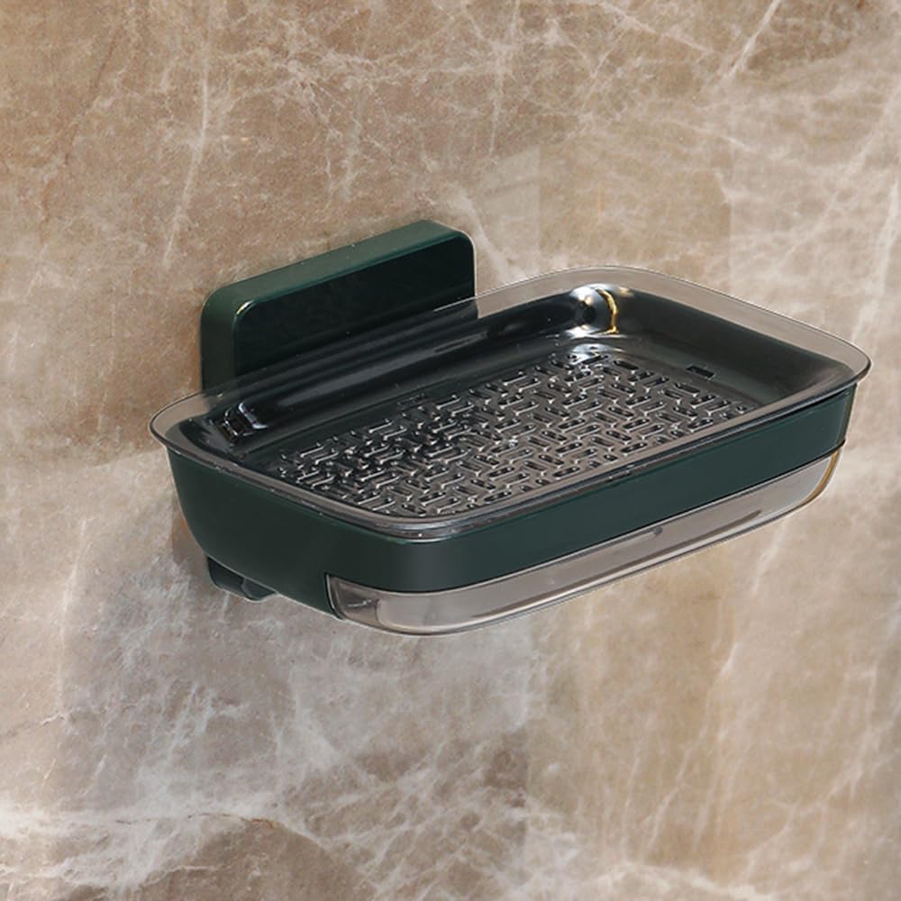 Lkw Ogechi Soap Dishes Wall Mounted with Drainage, Drill-Free Removable Soap Holde Container in Plastic, Soap Container with Drain for Bathroom, Self Adhesive Portable Shower Soap Box