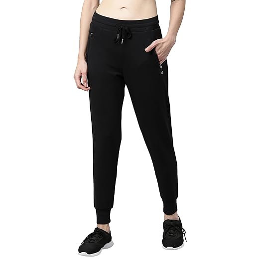 Athleisure Women's Slim Fit Mid Rise 7/8 Length Quick Dry Antimicrobial 4 Way Stretch Breathable Cotton French Terry Jogger - A401