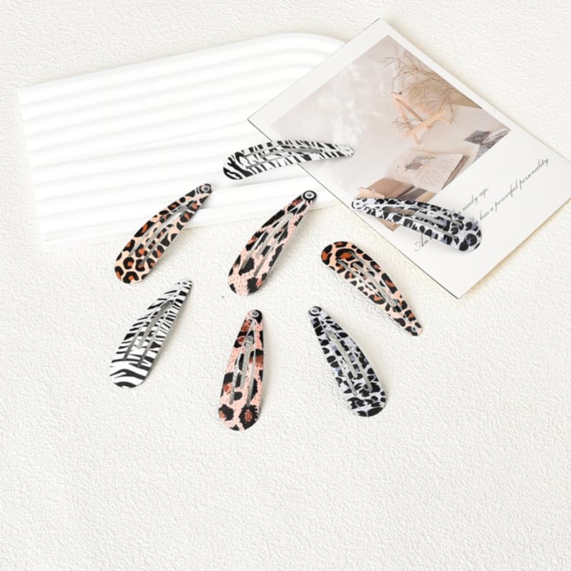 Clips de leopardo para el cabello Y2K de metal con estampado de cebra 3