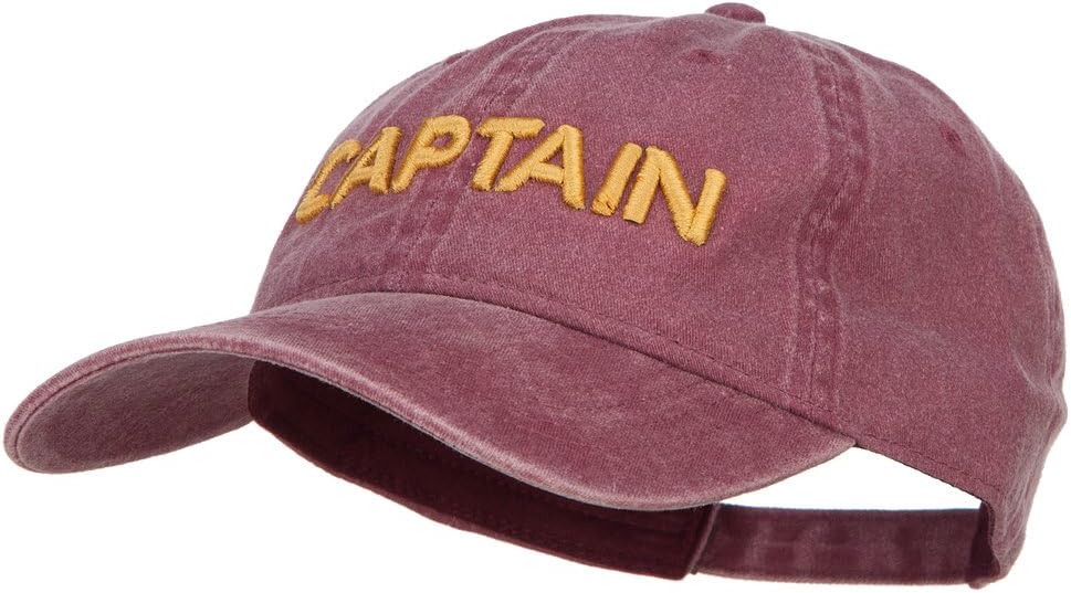 e4Hats.com 3D Captain Embroidered Washed Buckle Cap