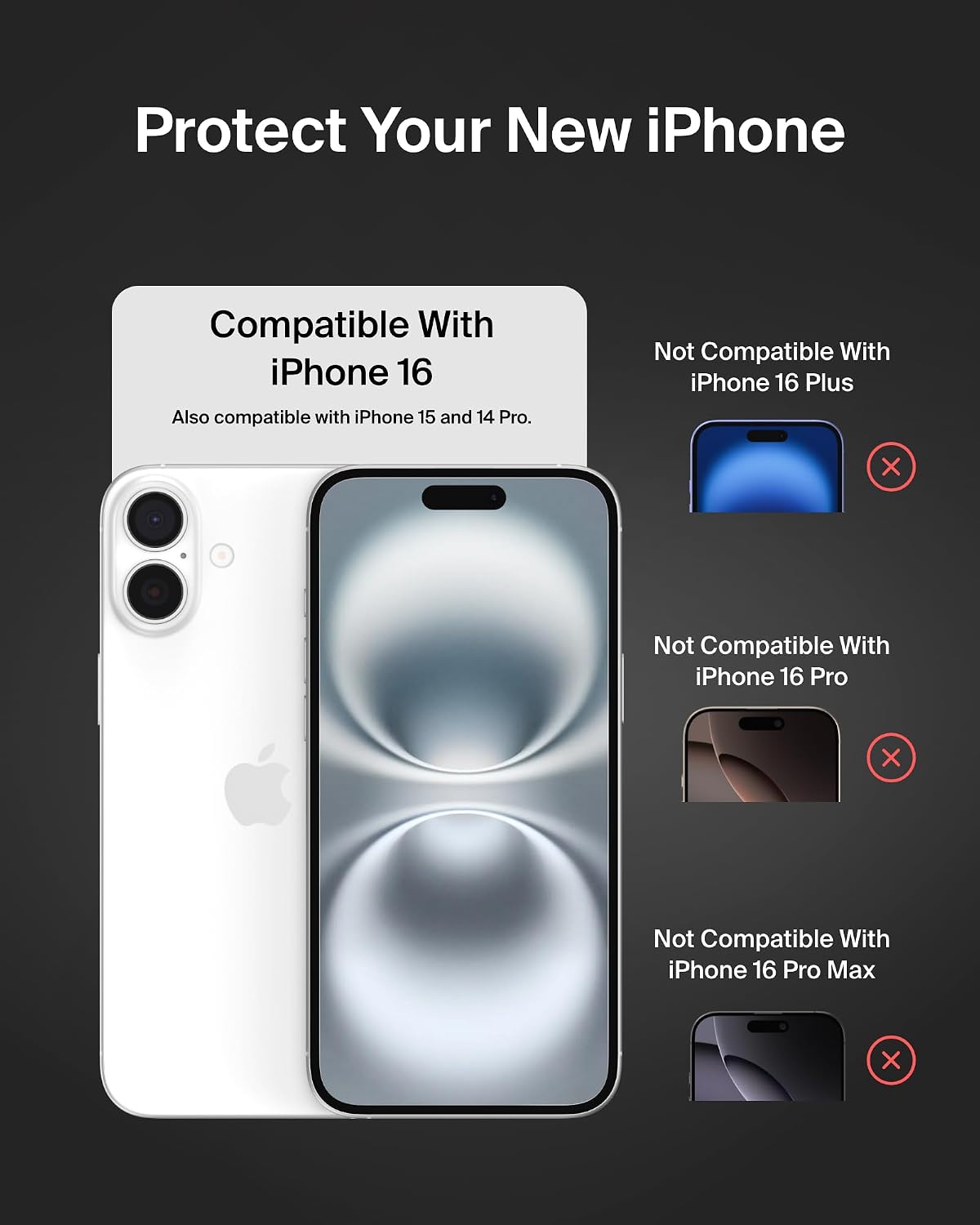 Belkin Tempered Glass Screen Protector iPhone 16/15, 2 Pack image 2